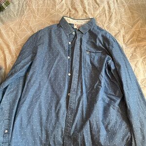 Blue and white button down shirt